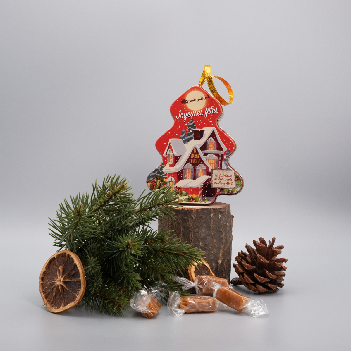 Weiche Karamellbonbons mit gesalzener Butter – Weihnachtsbaum-Metalldose 80g