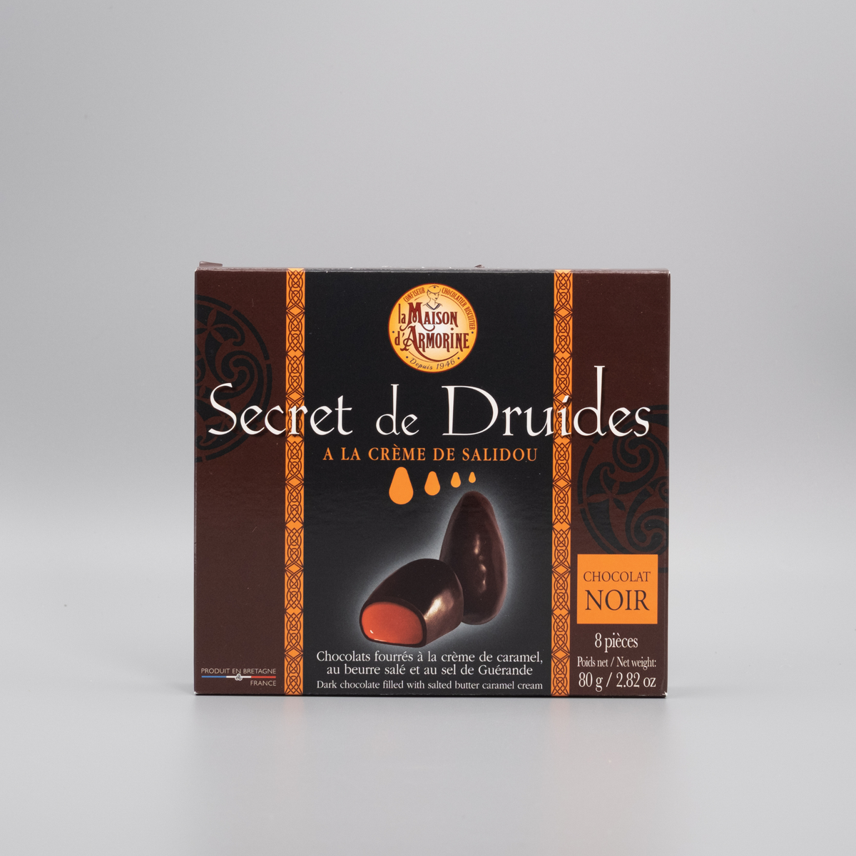 „Secret des Druides“ – dunkle Schokoladenpralinen mit Salzkaramellfüllung 80g