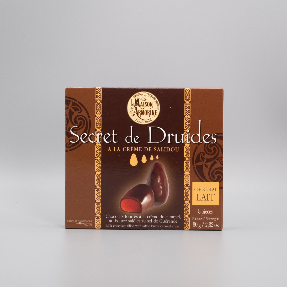 „Secret des Druides“ – Vollmilchschokoladenpralinen mit Salzkaramellfüllung 80g