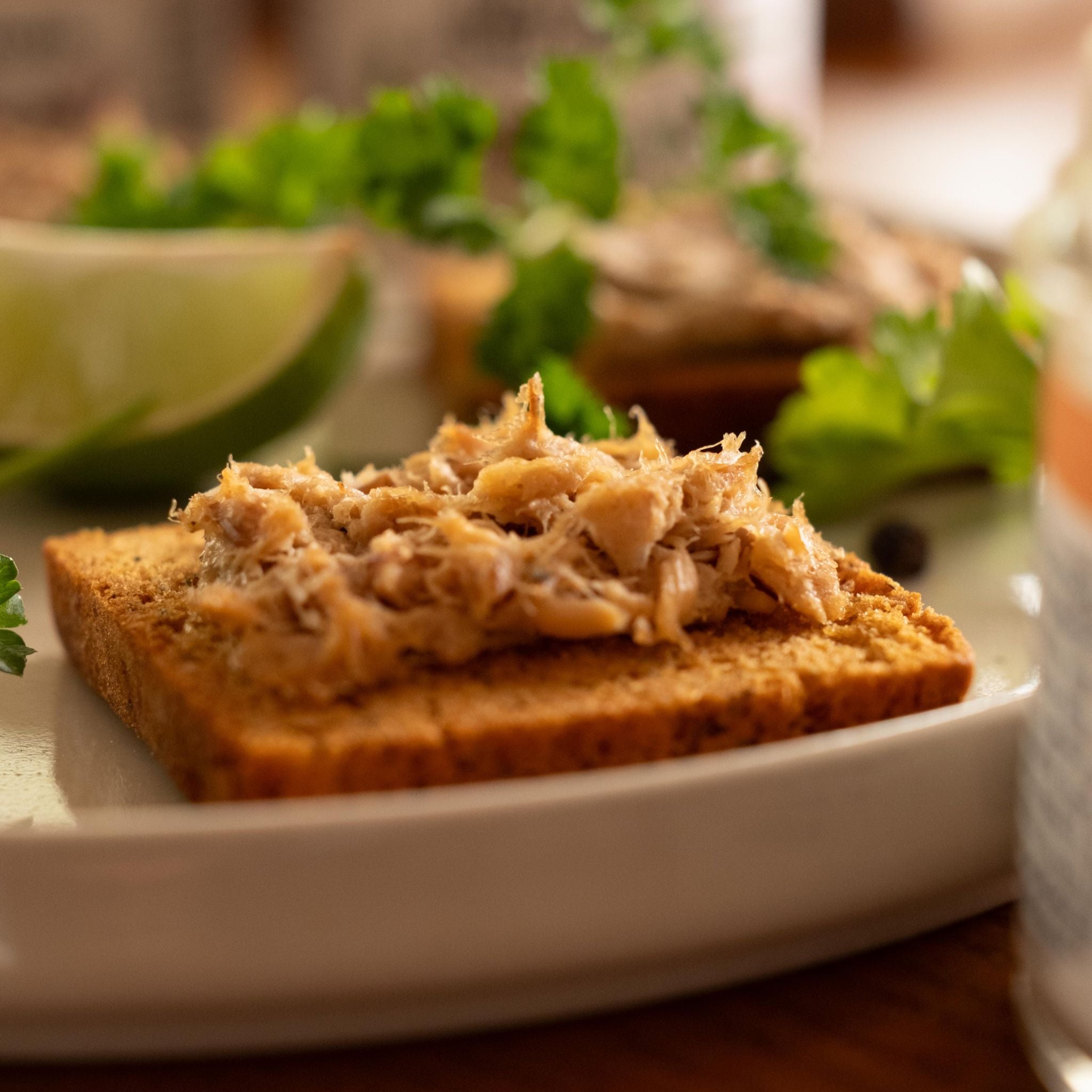 Fischrillettes auf Brot strukturiert