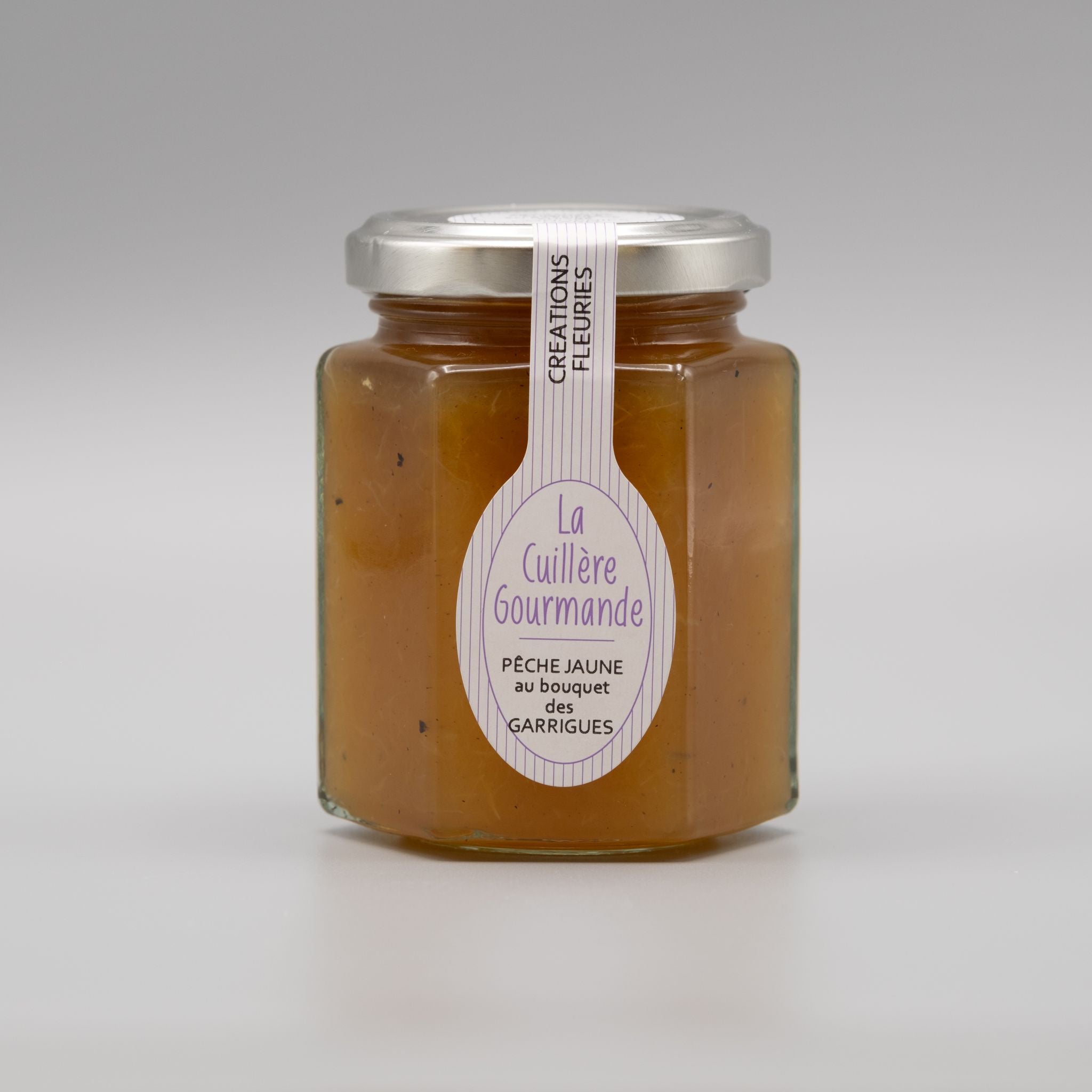 Gelber Pfirsich Konfitüre mit Kräutern aus der Garrigue