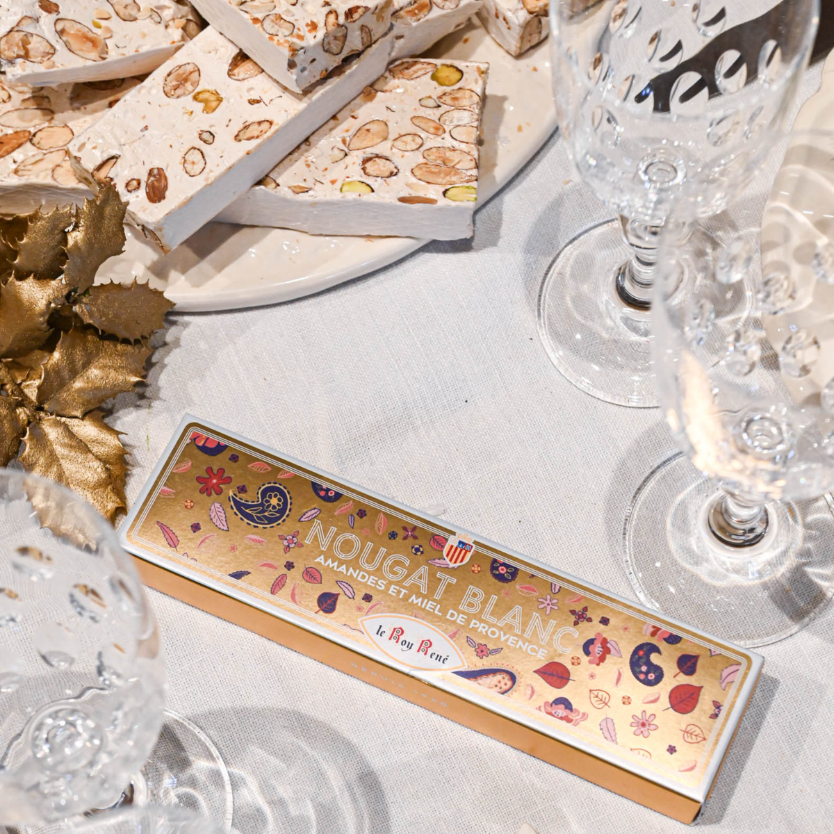 Weißer Nougat mit Mandeln & Lavendelhonig aus der Provence 120g