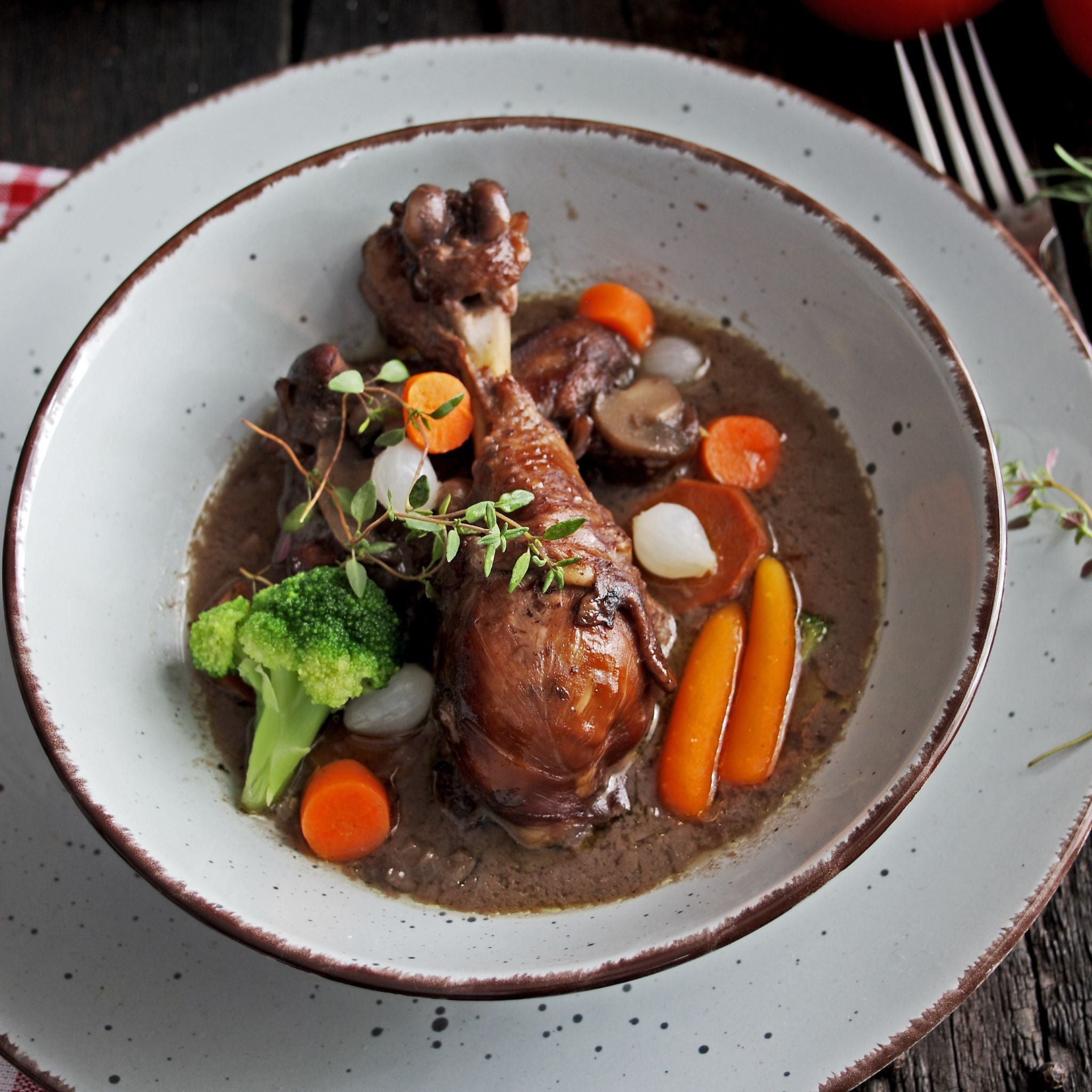 Coq au Vin mit Steinpilzen von Valette